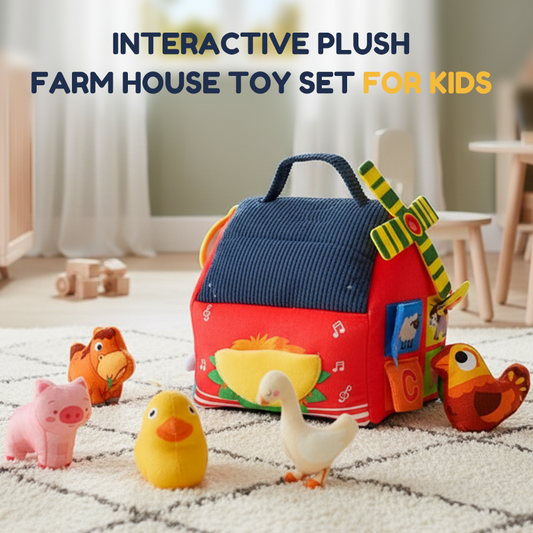 🏠Interaktív plüss farm játék szett gyerekeknek