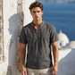 👕 🏖️ Ανδρικό Casual Κοντομάνικο Πουκάμισο με Γραβάτα – Αναπνέον Μείγμα Λινού ☀️