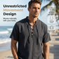 👕 🏖️ Ανδρικό Casual Κοντομάνικο Πουκάμισο με Γραβάτα – Αναπνέον Μείγμα Λινού ☀️