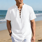 👕 🏖️ Ανδρικό Casual Κοντομάνικο Πουκάμισο με Γραβάτα – Αναπνέον Μείγμα Λινού ☀️
