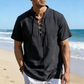 👕 🏖️ Ανδρικό Casual Κοντομάνικο Πουκάμισο με Γραβάτα – Αναπνέον Μείγμα Λινού ☀️