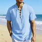 👕 🏖️ Ανδρικό Casual Κοντομάνικο Πουκάμισο με Γραβάτα – Αναπνέον Μείγμα Λινού ☀️