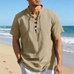 👕 🏖️ Ανδρικό Casual Κοντομάνικο Πουκάμισο με Γραβάτα – Αναπνέον Μείγμα Λινού ☀️