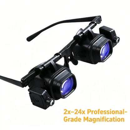 🔍  ✨ Precíziós LED-es nagyítószemüvegek – Cserélhető lencsék, HD optika, Kézhasználat nélkül használható 💡