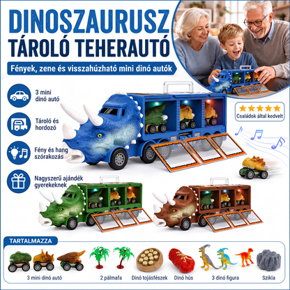 🚛 Interaktív dinoszaurusz-szállító játék teherautó